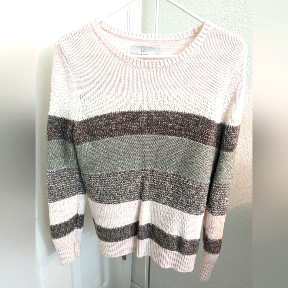Preloved Loft striped pullover sweater medium. No pulls snags or stains